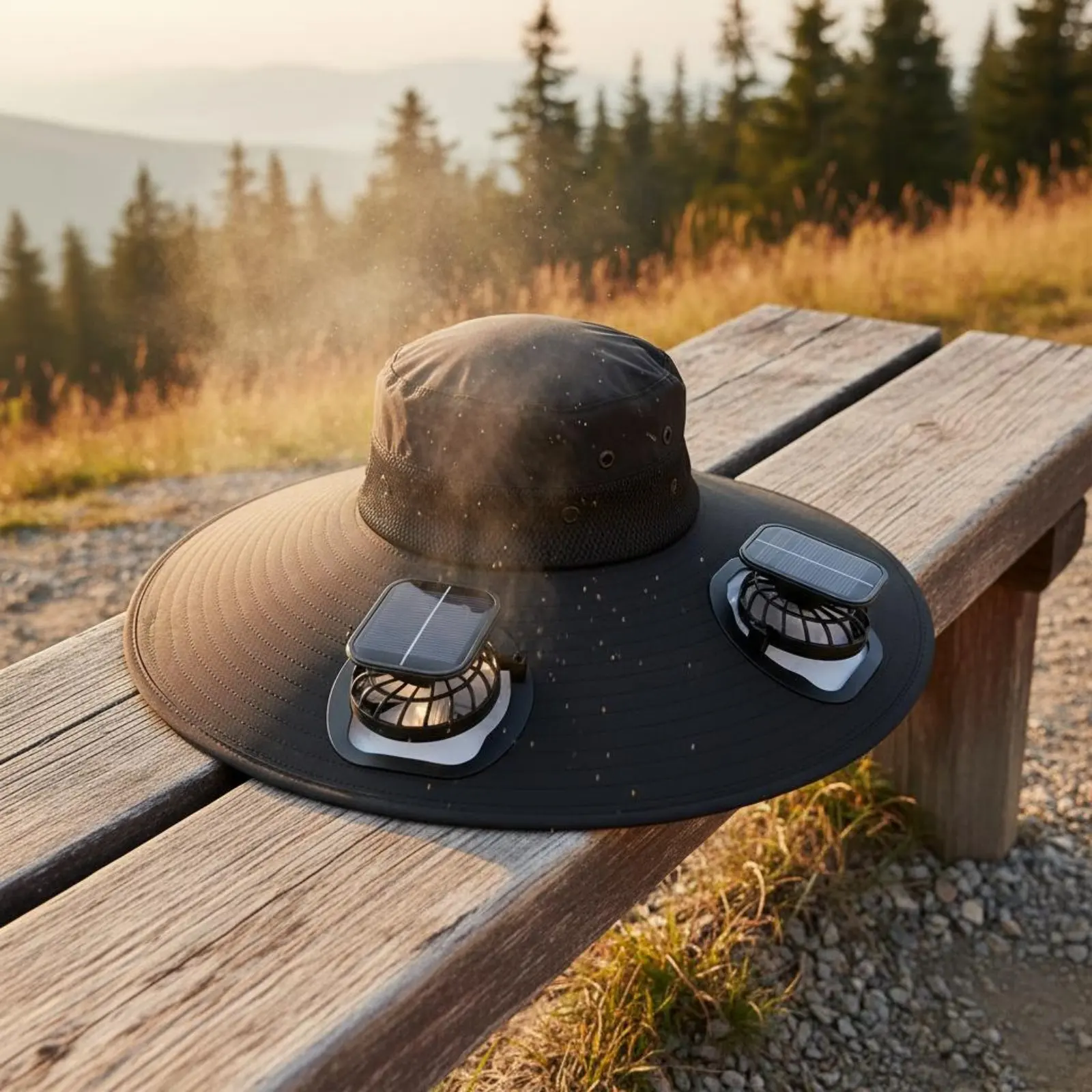 

Солнечная шляпа-вентилятор с двойным питанием и функцией распыления воды, защита от солнца, бесшумная работа, для походов, рыбалки, активного отдыха