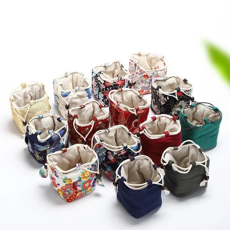 2Size Single Cup Storage Bag Master Cup Bag Portable Travel Tea Making Cup Bundle Mouth Cotton Linen Storage Bag Tea CoziesLE746