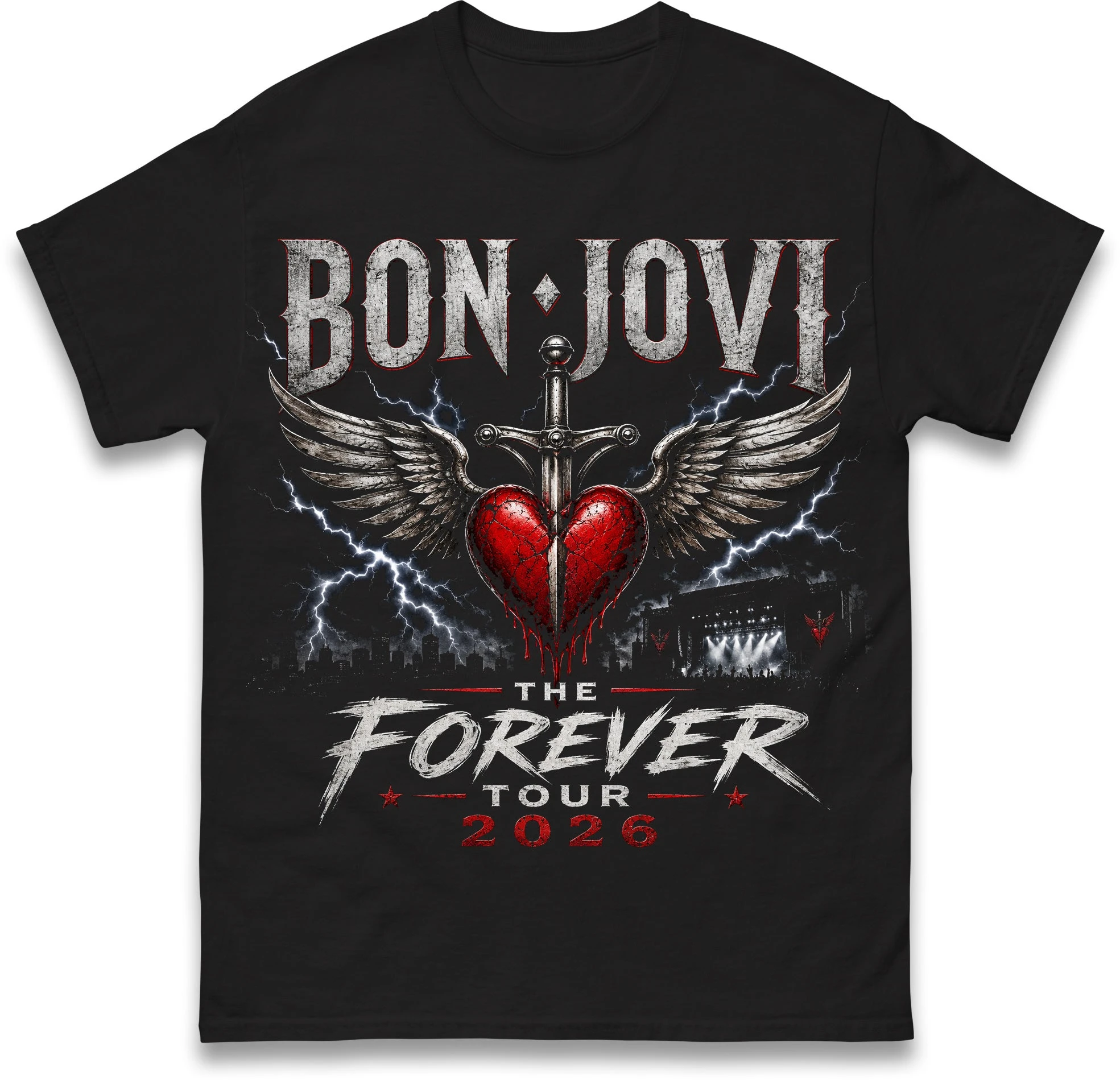 Bonjovi The Forever Tour 2026 T Shirt Summer 100% Cotton Unisex Men‘s Women's Short sleeve Y2k Hiphop round neck shirt Tops