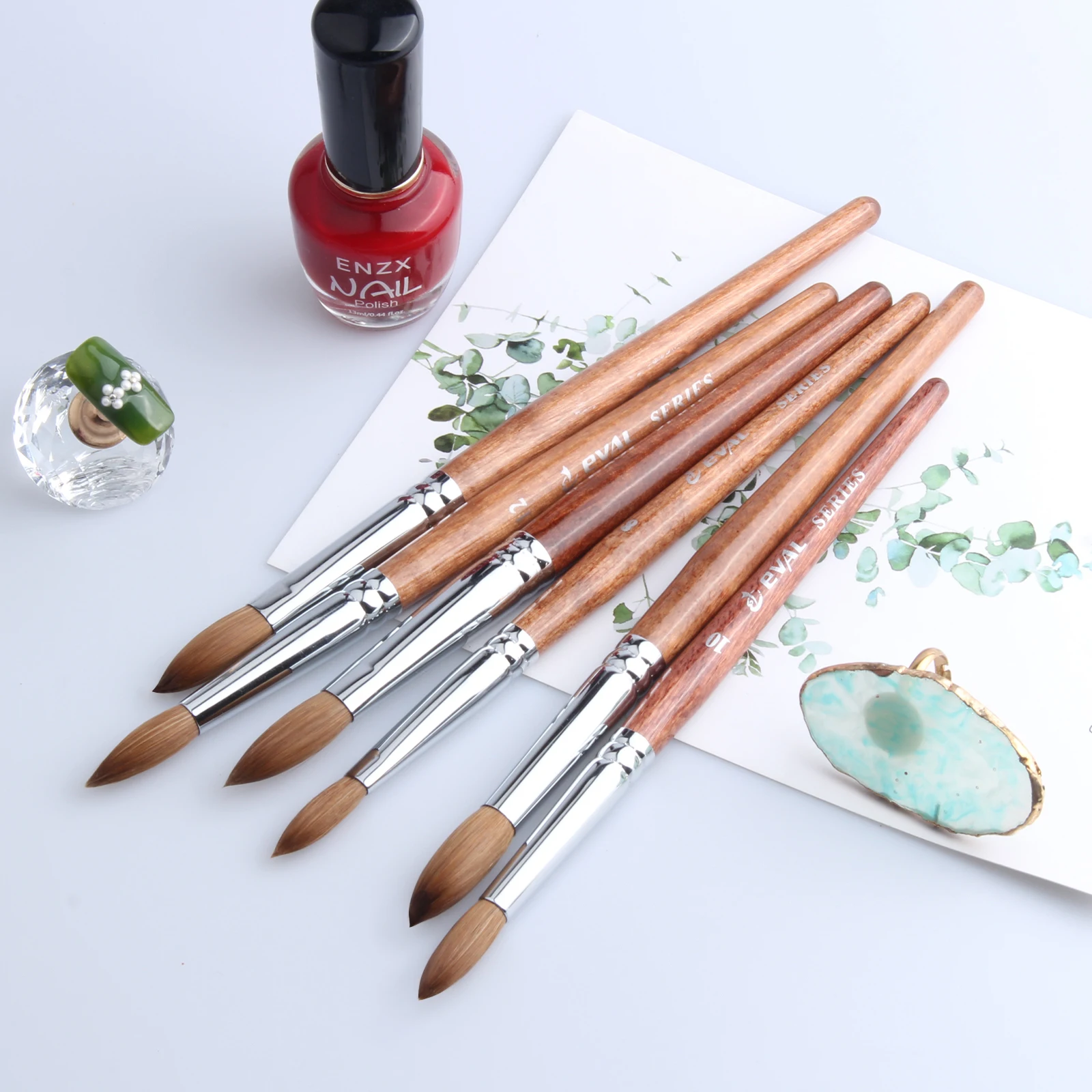 EVAL Nail Brush Kolinsky Nail Art Brushes 3D Acrylic Nail Painting Pen for Acrylic Powder Nail Extension UV Gel Nail Brush