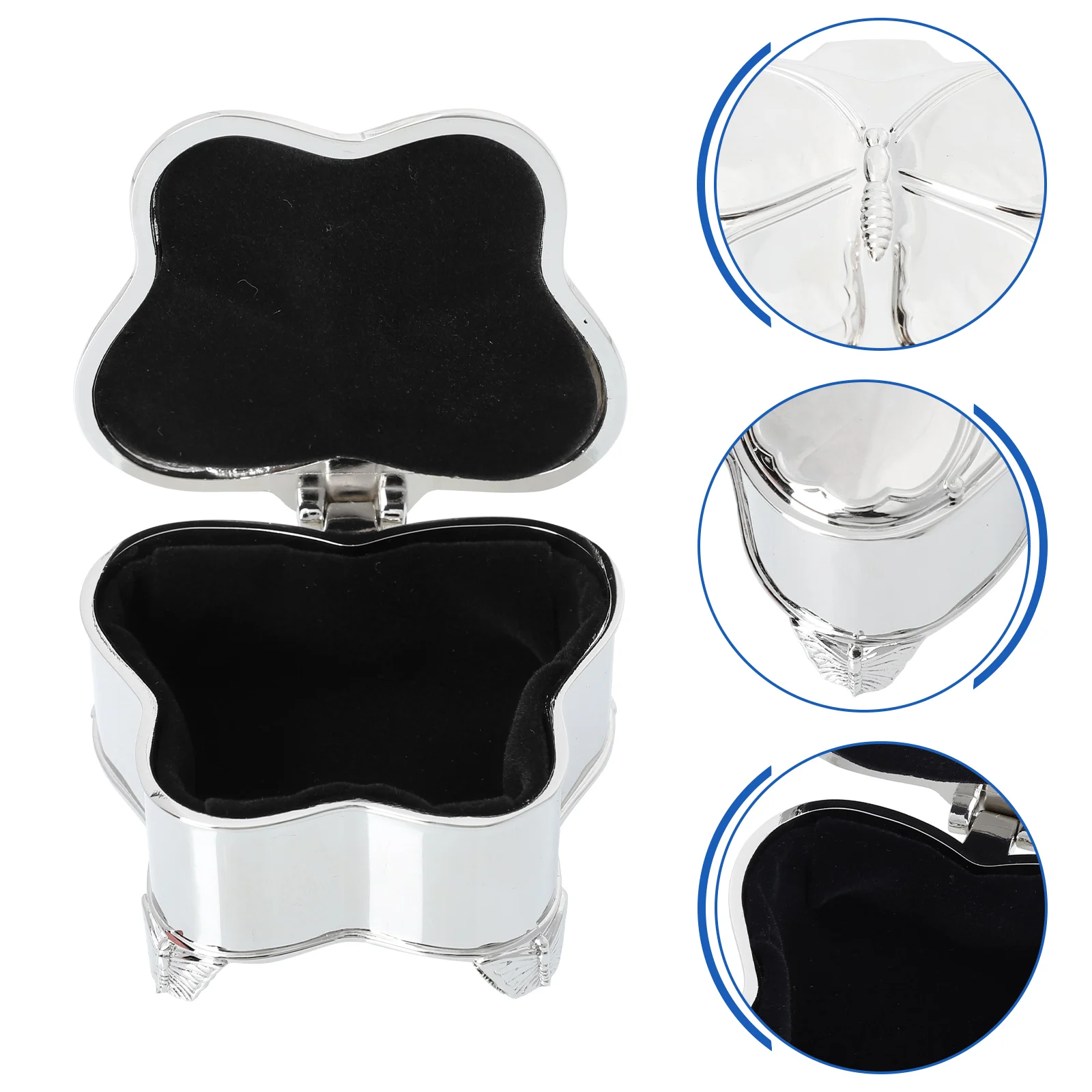 

Retro Butterfly Ring Storage Case Box Zinc Alloy Storage Container for Earrings Necklace Ring Brooch Gift Ladies
