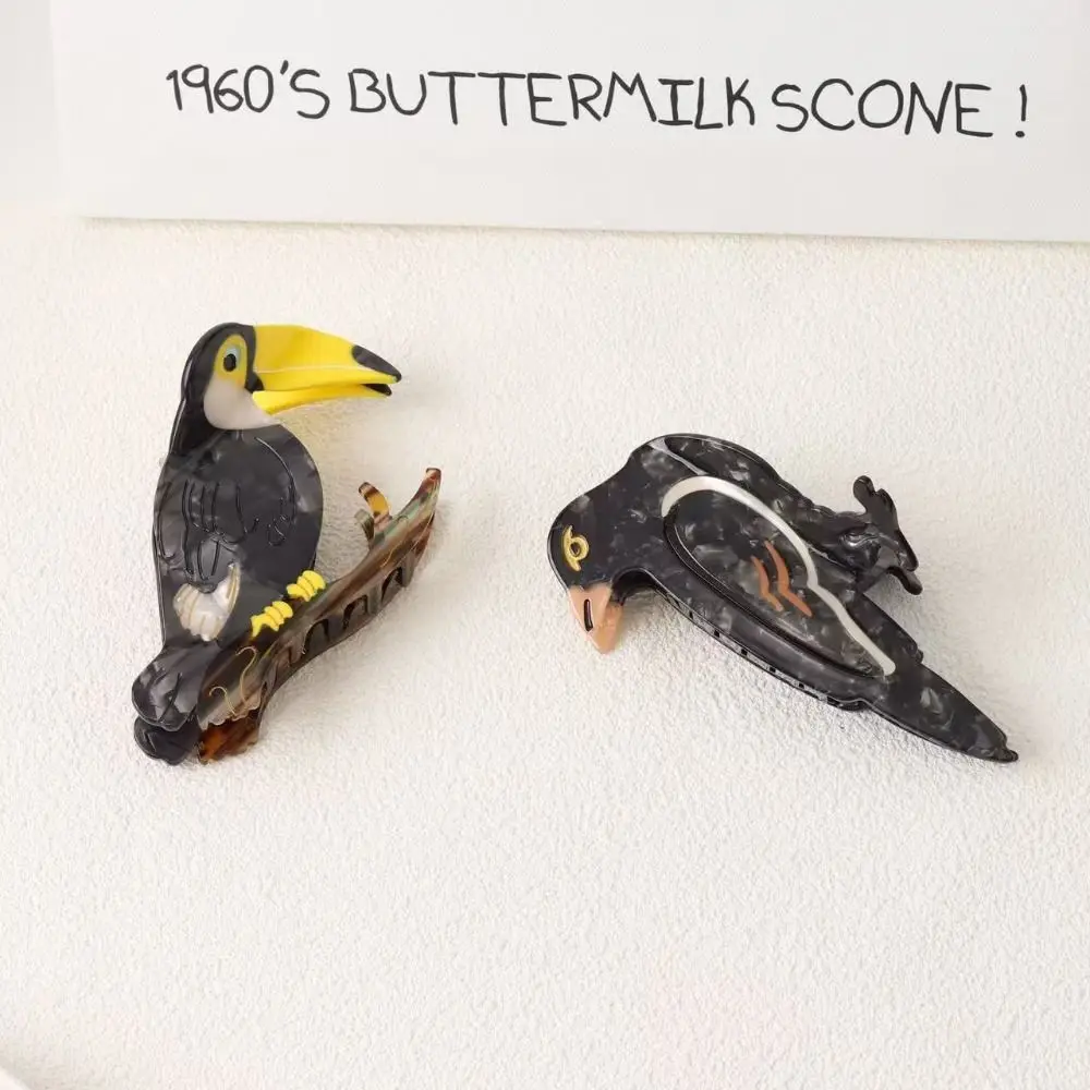

Sweet Cute Acetic Acid Hair Claw Crow Woodpecker Bird Hair Clip Headwear Korean Style Cartoon Animal Shark Clip Daily