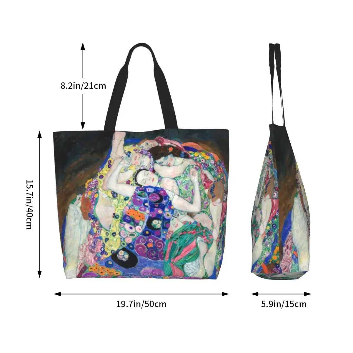 Riciclaggio vergini Gustav Klimt Shopping Bag donna Canvas Shoulder Tote Bag lavabile austriaco Painter generi alimentari Shopper Bags