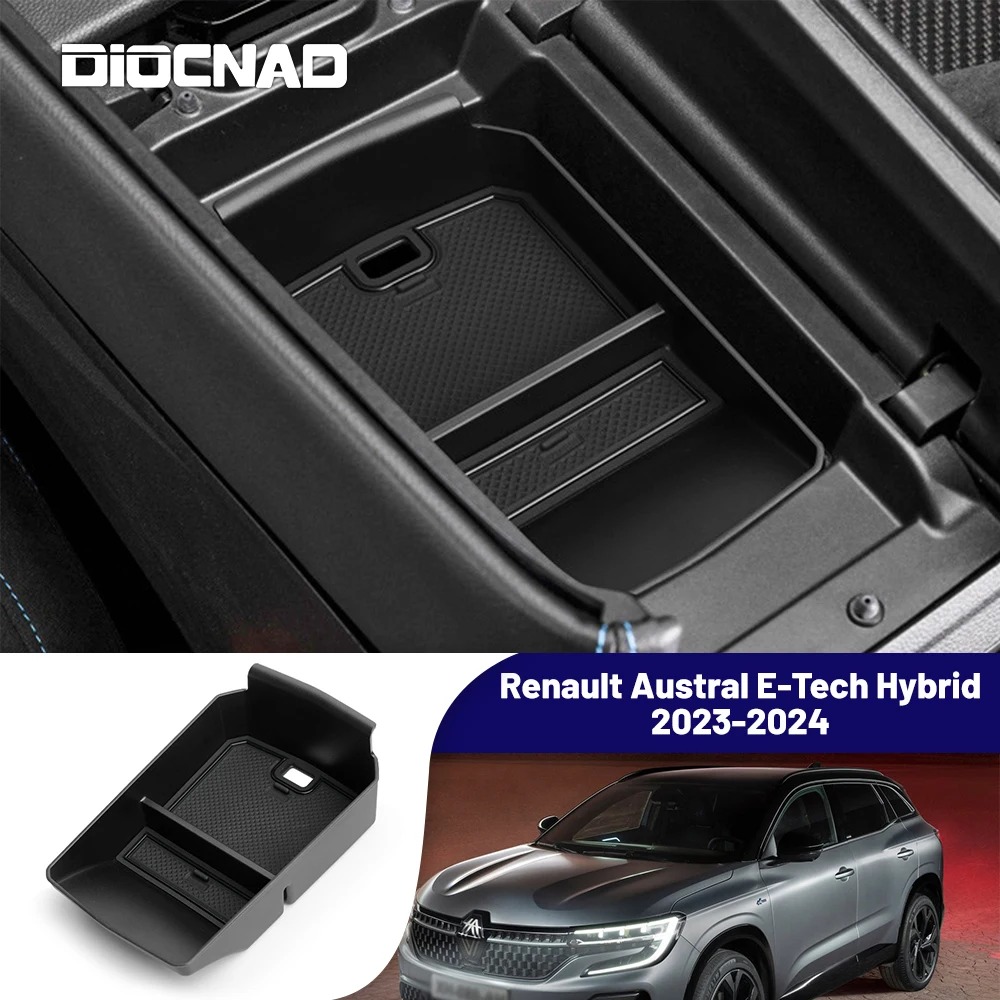 For Renault Austral E-Tech Hybrid 2023-2024 Car Center Armrest Storage Box Interior Accessories Container Tray Organizer Case