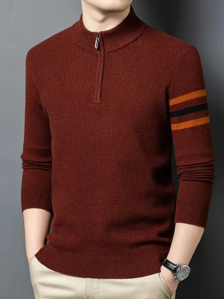 

GK233 Men's Knitted Sweater f Zipper Stand Collar New Autumn Winter Faion Personali Match All High Sensation Casual Sle