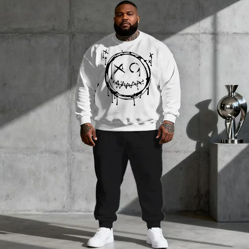 

S-9xl plus size Men's Hoodie Set (2-Piece): Text Element - Warm Breathablebtle Phrase Prints, Perfect for BigT