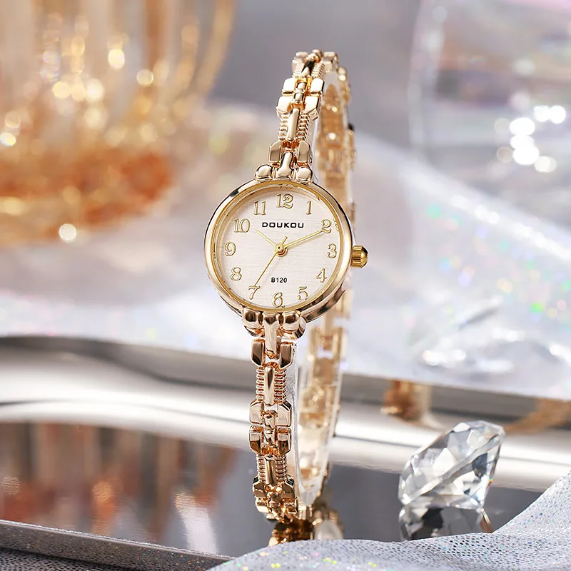 

Luxury Gold Watch Gift Student Wristwatches Women Fashion Bracelet Watches Round Arabic Numerals Dial Watches Relojes Para Mujer