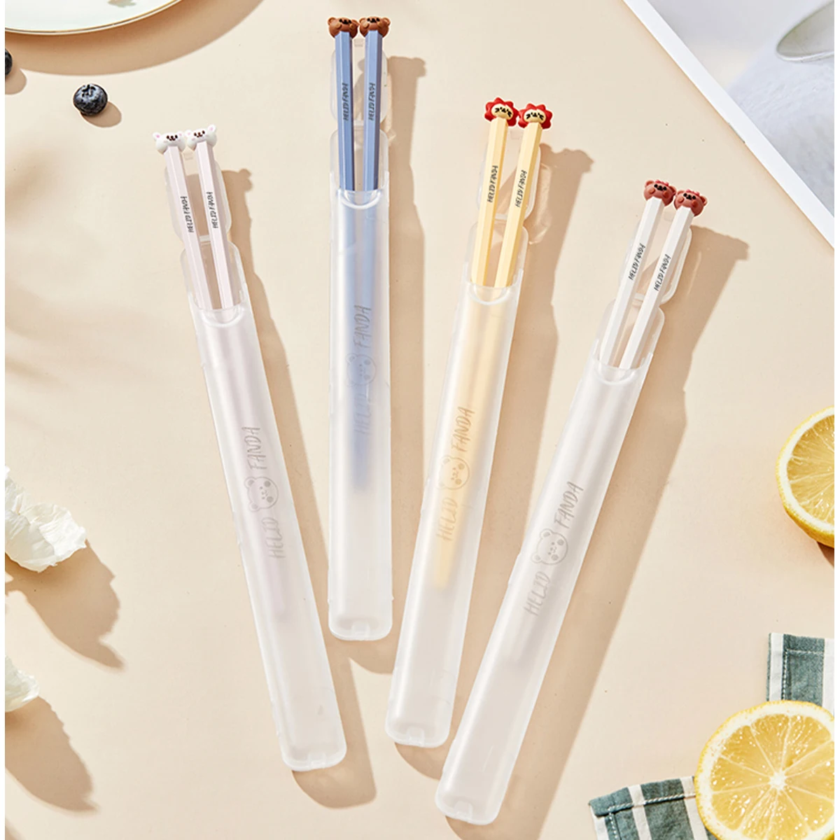 WORTHBUY 4 pairs/set Chinese Chopsticks Plastic Heat-resistant Chopsticks Anti Slip Sushi Sticks Children Cute Tableware