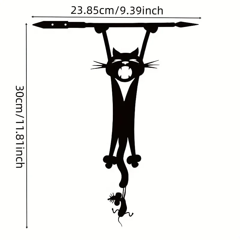 1pc Cat and Mouse Metal Wall Art - Whimsical Silhouette Outdoor Garden Decor, Ideal for Home and Garden, Mother'S Day Gift