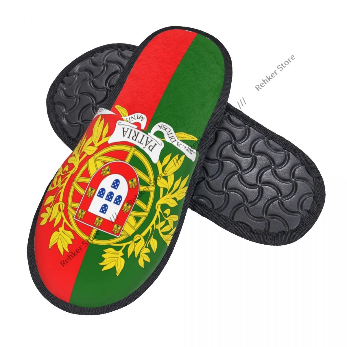 Military Flag Of Portugal Indoor Slippers Furry Slipper Winter Home Shoes House Flat Closed Toe Slides Flip Flops