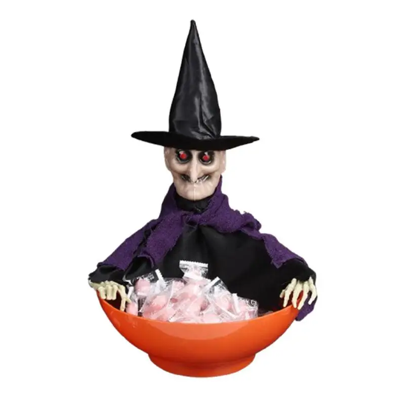 

Halloween witch candy stand screaming candy bowl animated witch candy bowl with lights and moving haunted house