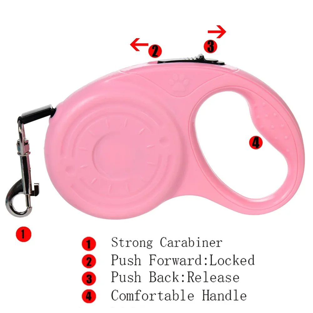 3/5 m Hundeleine für kleine mittelgroße Hunde, Katze, einziehbares Nylonseil, Welpe, Gehen, Roulette, Traktionsleine, Chihuahua, Haustierzubehör – Detail 2