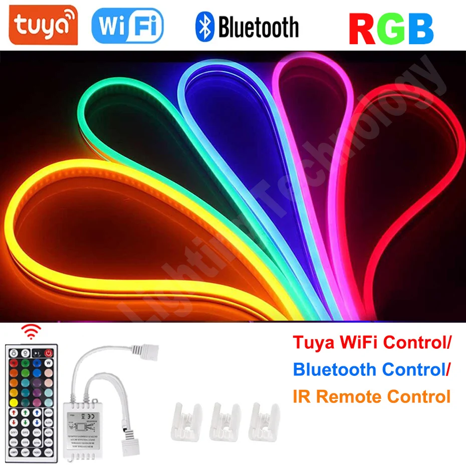 DC12V RGB LED Neon Light Strip 120Leds/M Flexible Tape Decor for Room Tuya Smart WiFi/ Bluetooth/ Remote Control Waterproof Lamp