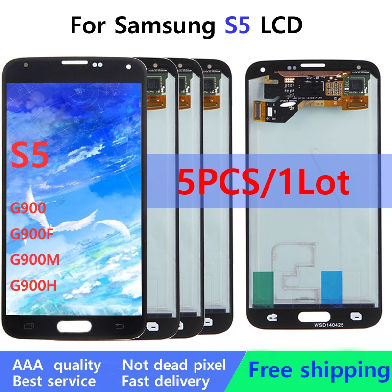 

5Pcs/Lot Wholesale LCD For SAMSUNG GALAXY S7 G930F S6 G920 S5 G900 LCD Display Touch Screen Digitizer Assembly Replacement