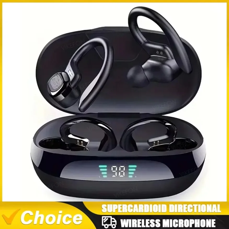 

Bluetooth Headphones Noise Reduction Wireless Earbuds With Earhooks Waterproof Earphones HiFi Stereo Sound Sport Headest