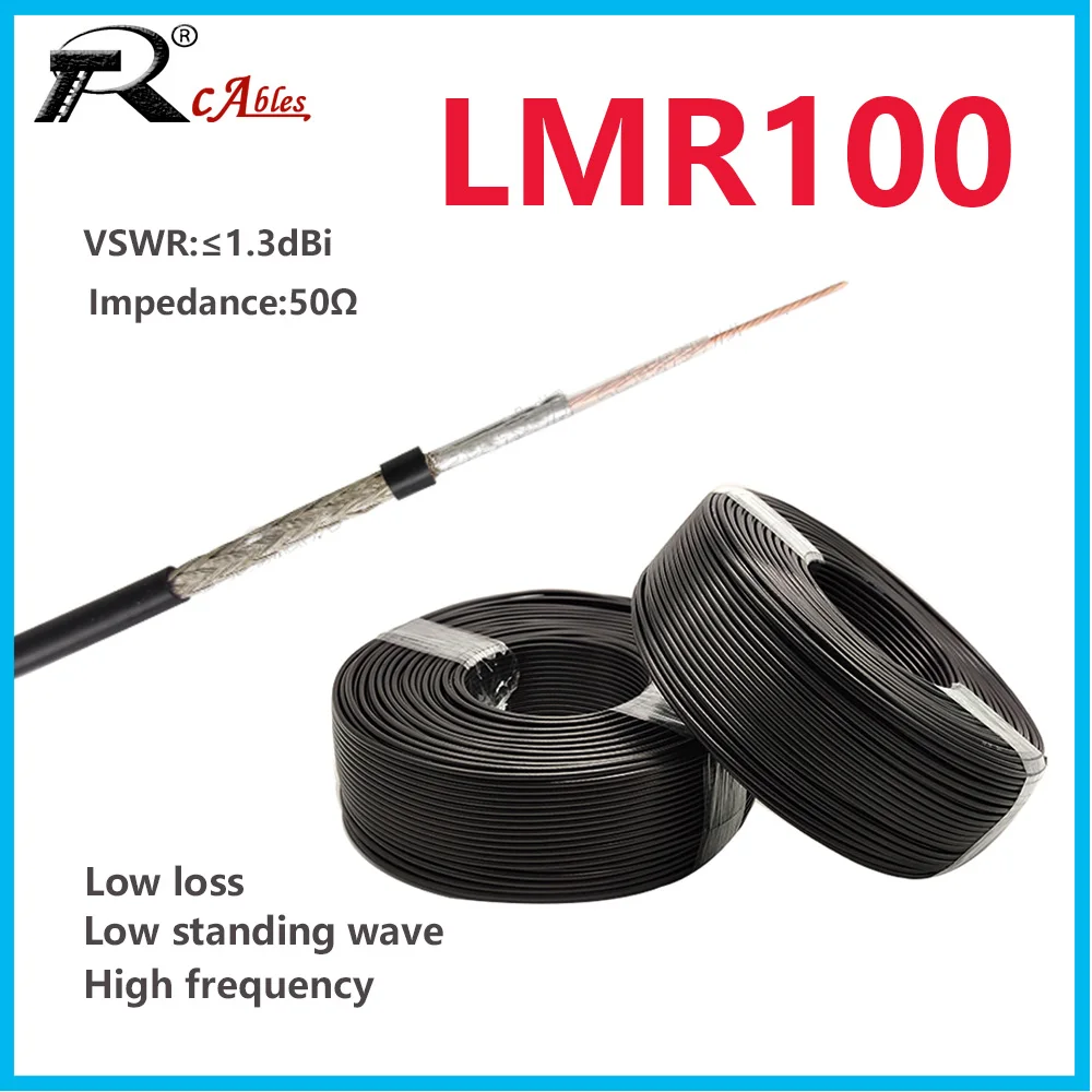 Black LMR100 RF Coaxial Cable 50 Ohm Low Loss Bare Copper Single Core LMR-100 Cable High Quality Fast Shipping 1M~500M