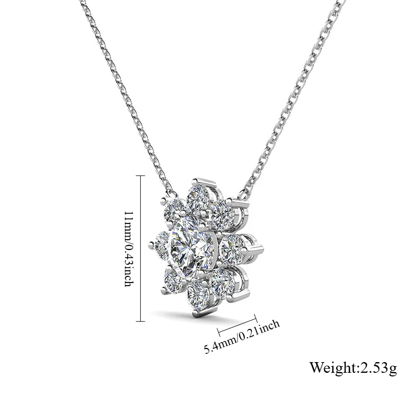 CLYSSIA 5.0 مللي متر مويسانيتي قلادة للنساء فضة 925 زهرة المعلقات الفاخرة معتمد مويسانيتي مجوهرات هدية الزفاف #3