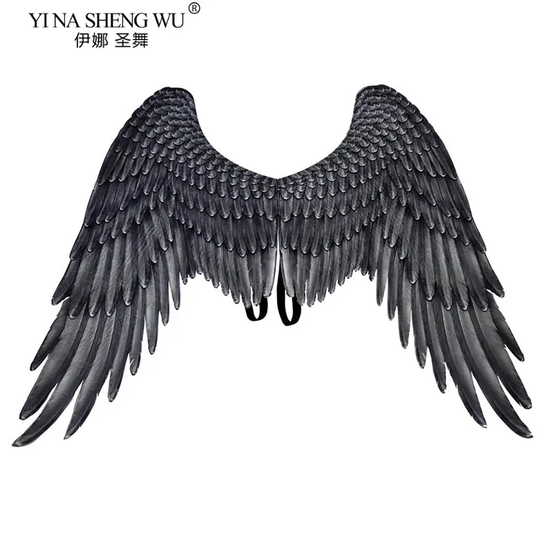 Alas de ángel y diablo en 3D, tela no tejida para Halloween, alas de Cosplay para fiesta temática para niños y adultos, disfraz de diablo con alas negras grandes