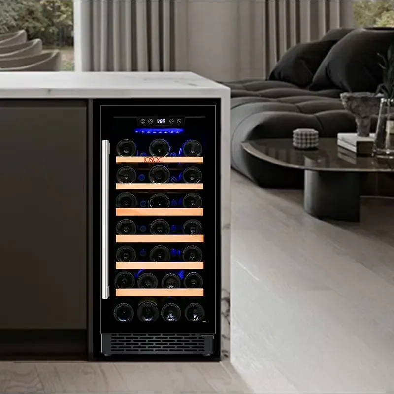 JOSOO 36 Bottle Small Display Wine Cellar Fridges Cooler Built in Mini Wine Cooler Cabinet Cooling Compressor