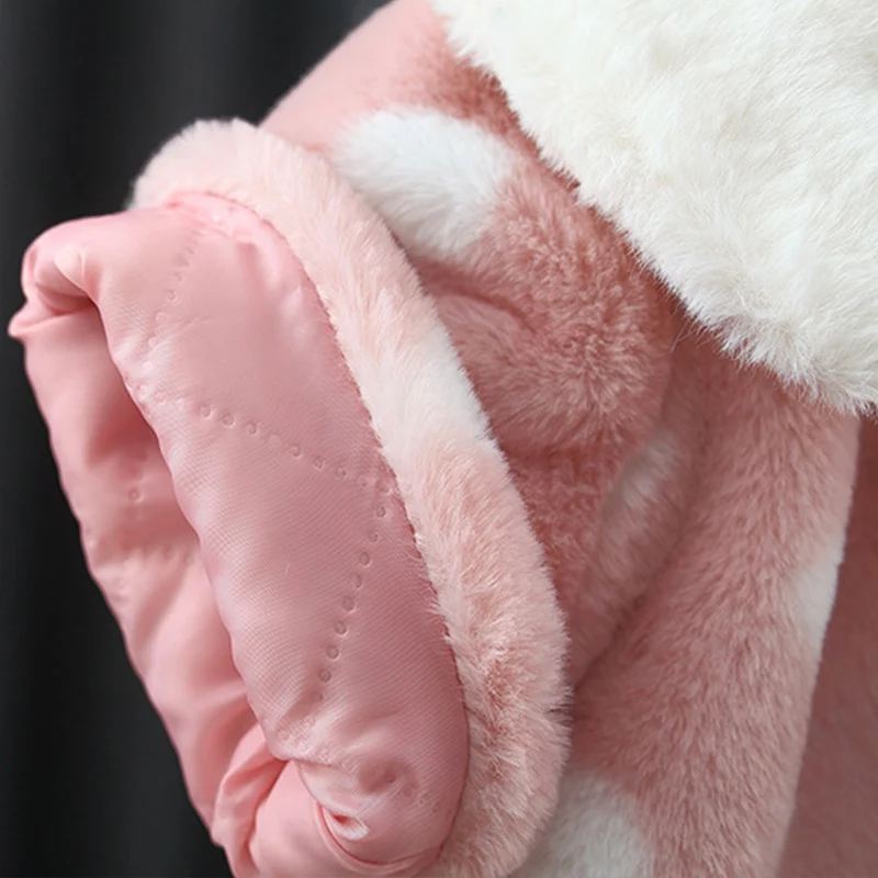 Winter Girl Cotton Coat Plush Cape Dot Baby Kids Jacket Children Costume Windproof Warm Christmas Overalls Toddler Clothes