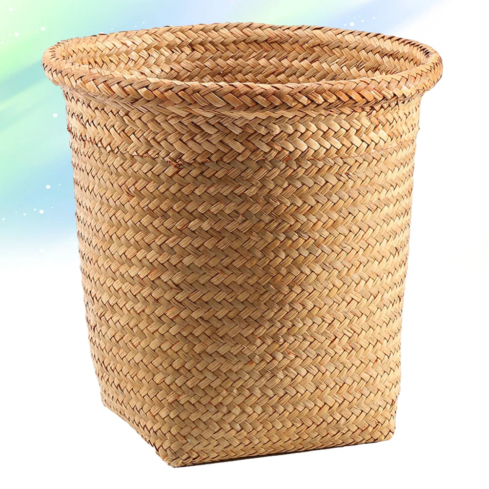 

Natural Round Straw Basket Creative Storage Organizer Laundry Storage Bucket (Small Size) Laundry Storage Basket