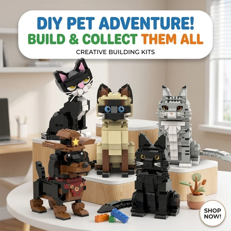 Desk Decor Adult Brick Set Classic Pet Animal Building Blocks Corgi Dachshund Cat Puppy Display Model