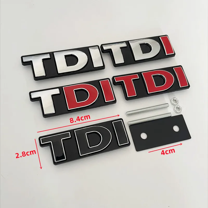 3D Metal Logo TDI Emblem Car Front Grill Badge Rear Trunk Sticker For VW Golf 4 6 7 MK6 Polo Jetta Passat Accessories