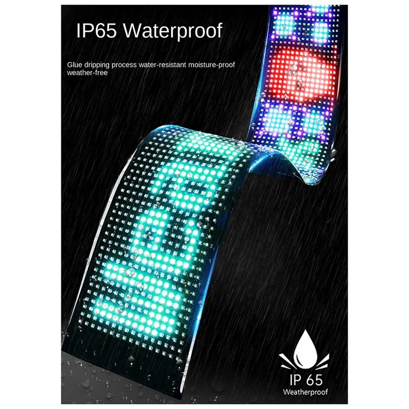 LED Matrix แผงโปรแกรมหน้าจอแบบยืดหยุ่น IP65 จอแสดงผลภาพเคลื่อนไหวข้อความเลื่อนป้าย APP ควบคุมรถยนต์ Shop Bar