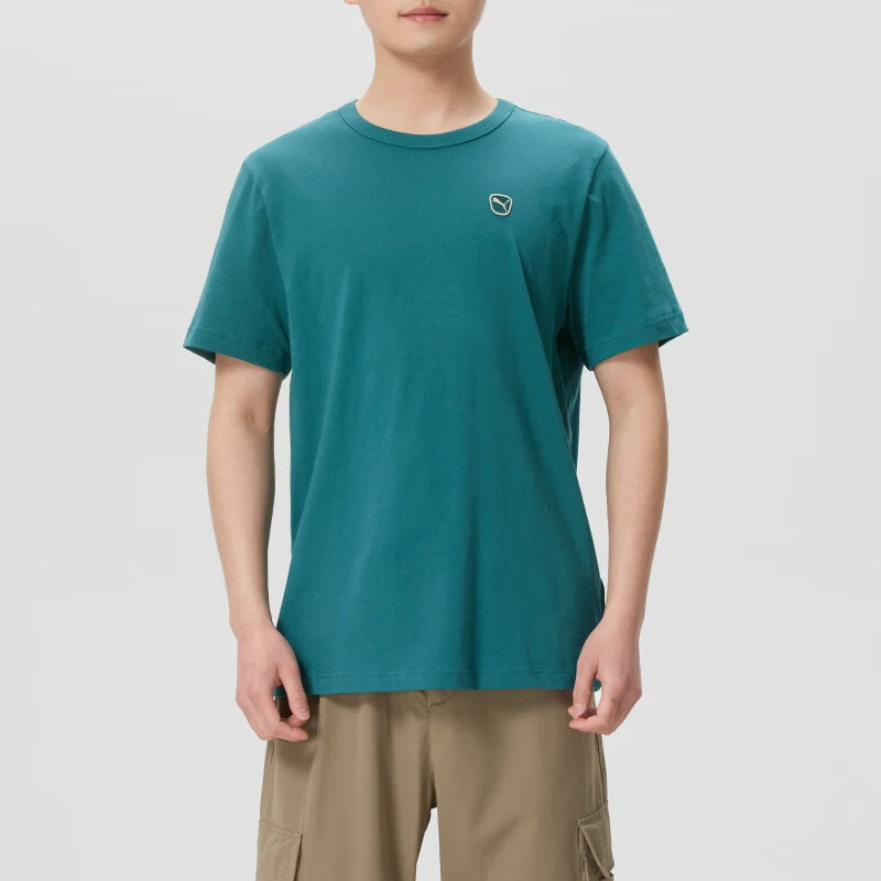 Puma genuine new men's blue-green running training round neck short sleeved T-shirt 695883-41