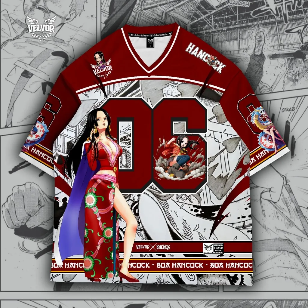 2026 New One Piece Boa Hancock 06 Jersey T-shirt, Men's Anime Pirate Empress Graphic Mesh Streetwear Tee, Casual Hip Hop Top