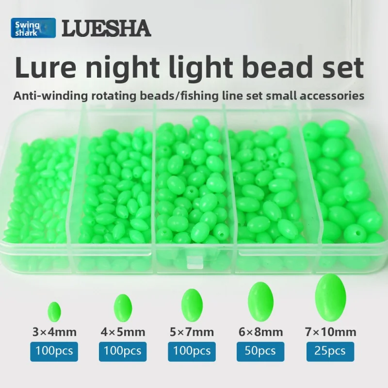 Perles d'arrêt en forme d'olive, perles lumineuses pour attirer les poissons, perles dures en plastique, perles d'arrêt Anti-Collision, plate-forme de pêche