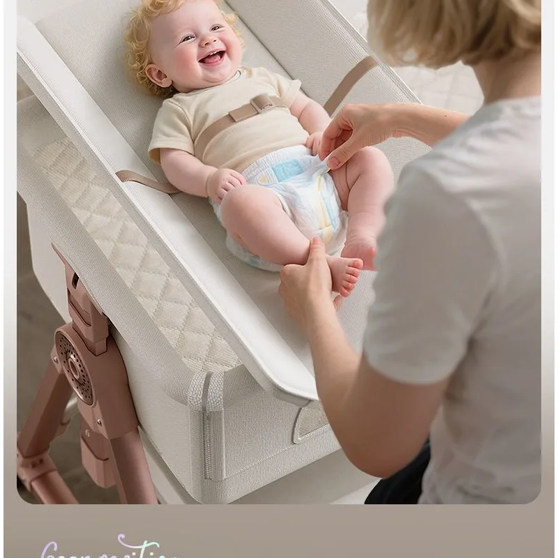 Crib Adjustable Height Removable Newborn Splicing Bed Baby Multi-Functional Diaper Table Infant Care Station