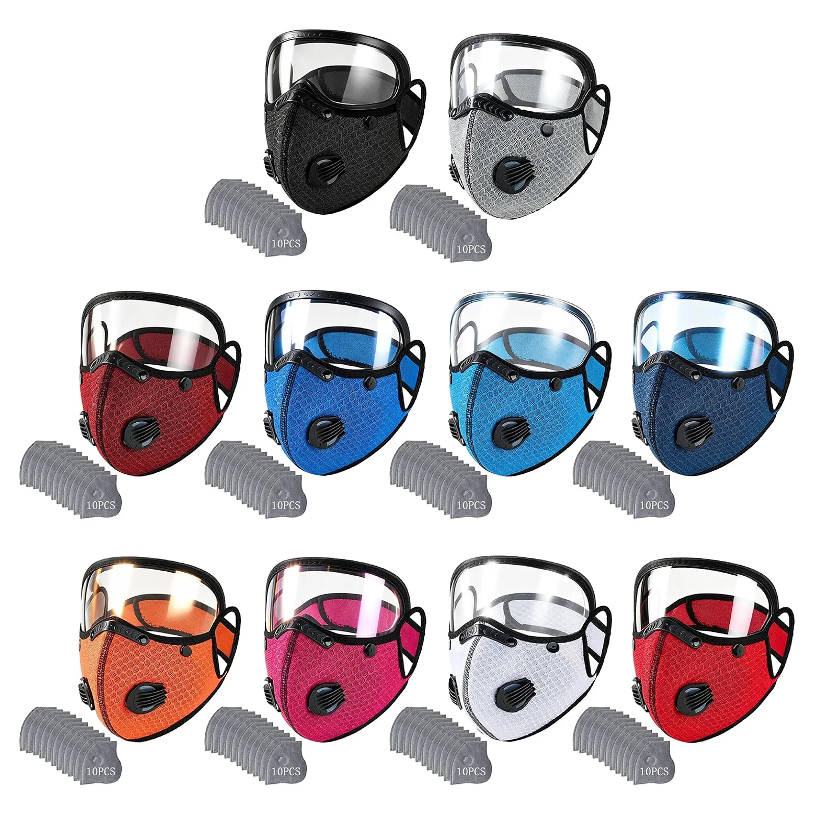 Reusable Carbon Filter Dust Mask Windproof Protective Cycling Facemask Dustproof Breathing Valve Riding Masks for Woodworking