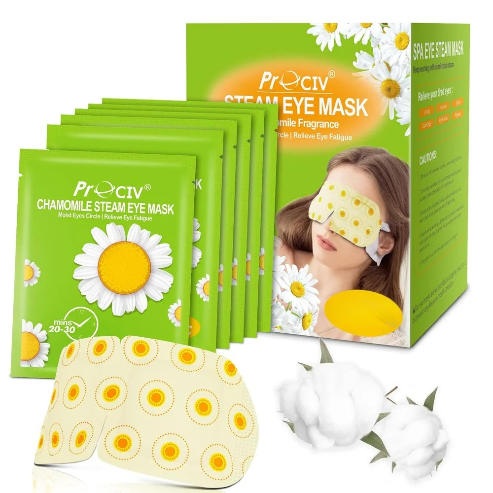 6 Pack Steam Warm Eye Compress Mask, Moist Heat Eye Mask for Relaxation, Aromatherapy Sleep Mask for Dry Eyes and Tired Eyes