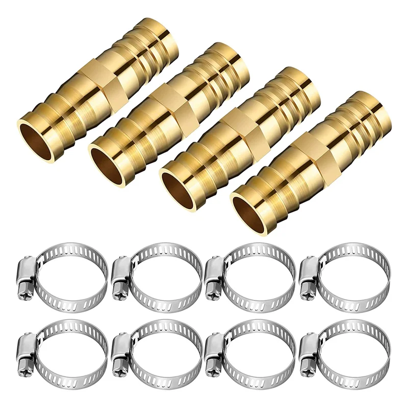 12 Pieces Hose Repair Connectors with Claps Brass Garden Hose Repair Kit Fitting Water Hose Repair Kit Solid Female Hose