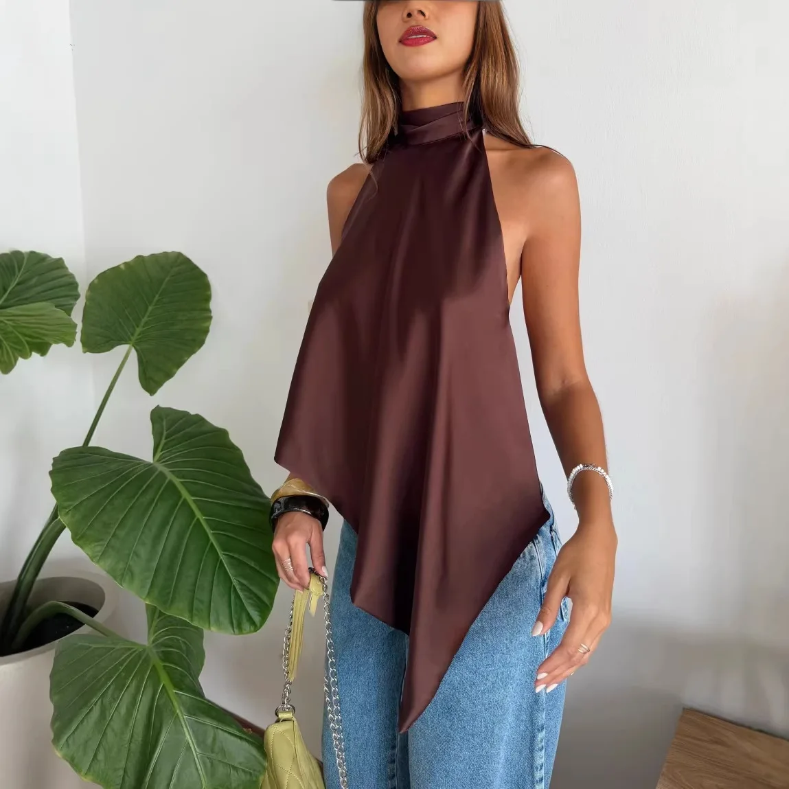 

2026 New Women's Wear Spice Girls Sexy Halter Neck Vest Loose Solid Color Top Women