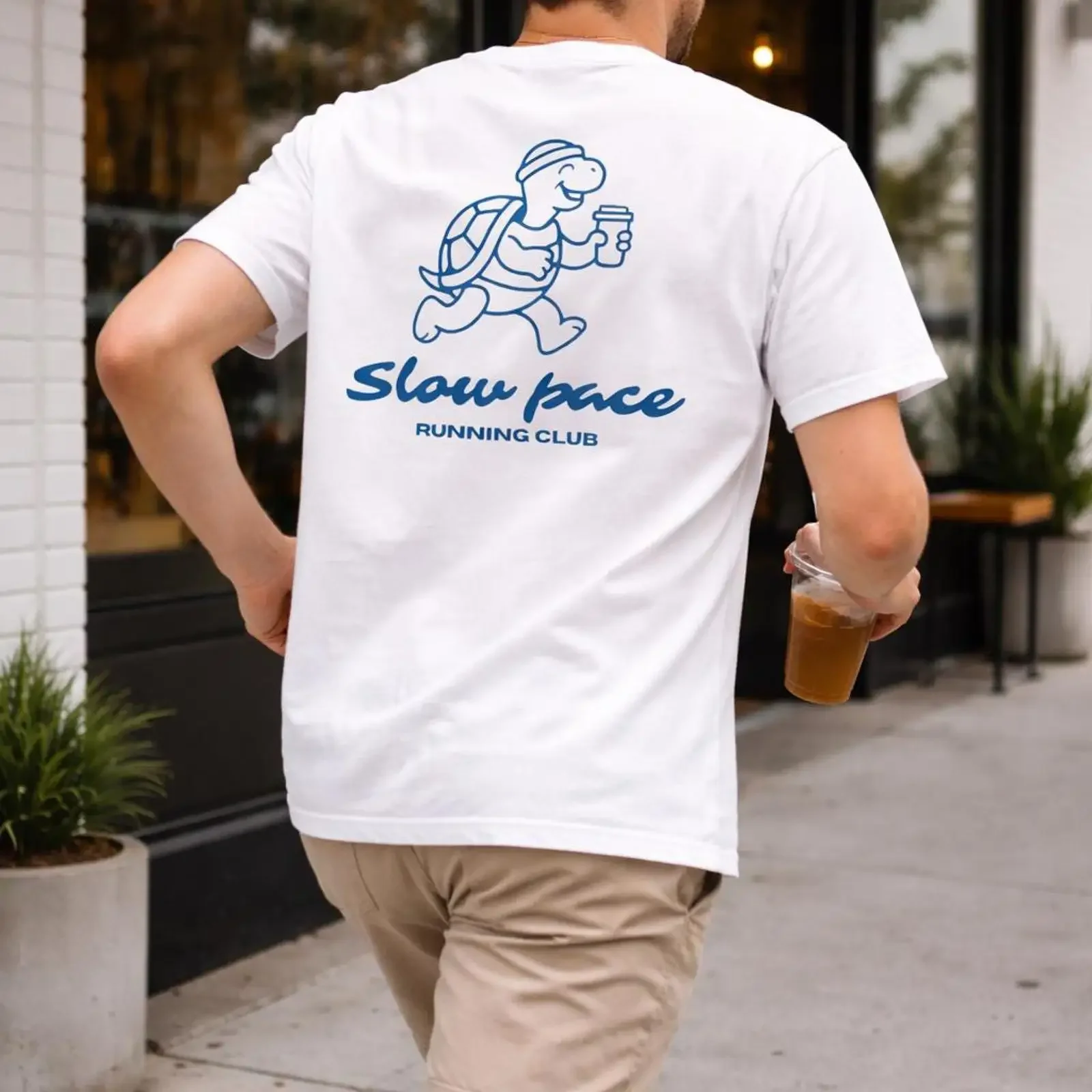 Slow Pace Running Club Turtle T shirt Funny Runner Back Print Aesthetic Jogging for Runners vintage Washed Comfortable Stylish