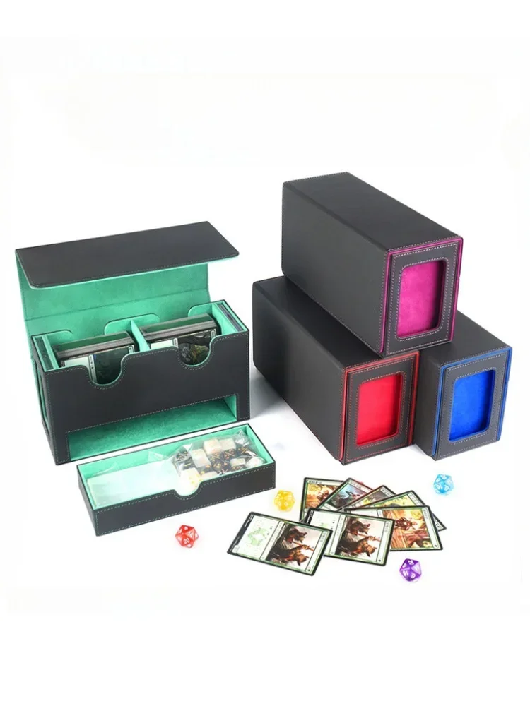 3-in-1 Trading Commander Card Deck Case PU lederen kaartopbergdoos Houdt 200+ magnetische sluiting Kaarthouder voor PKM MTG TCG Game - afbeelding 2