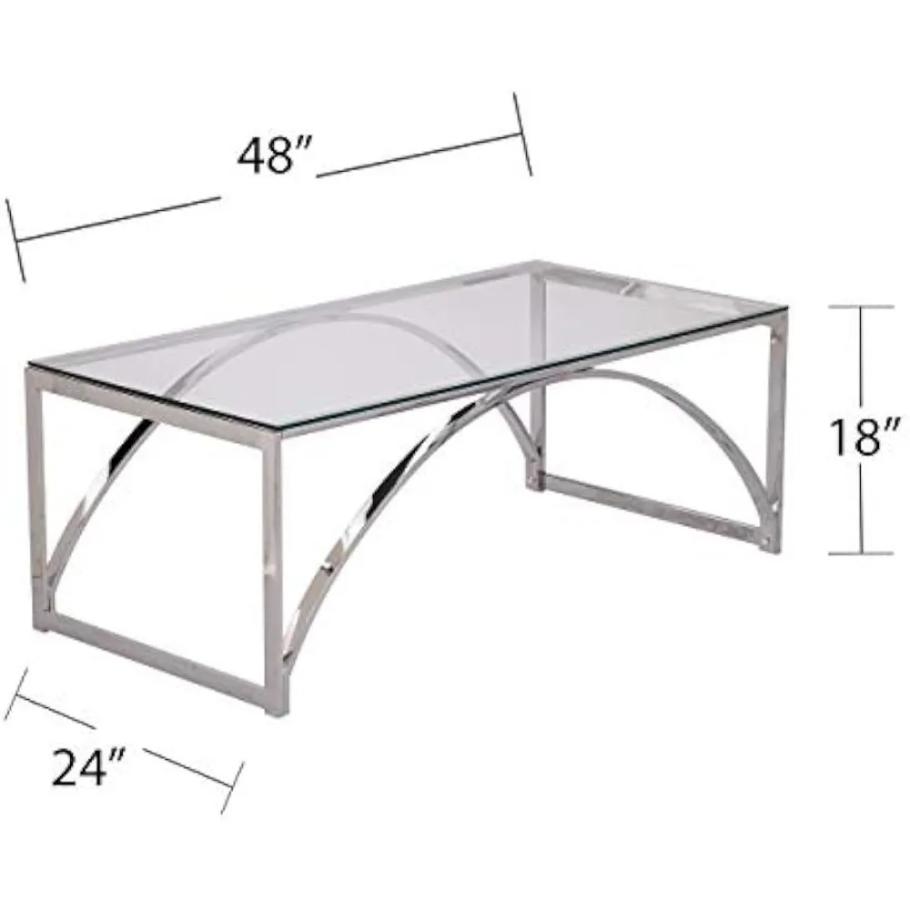 Mesa de centro Stevenly elegante com acabamento cromado SEI