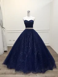 MANRAY Luxury Navy Blue Bling Bling Princess Ball Gown Evening Dress Plus Size Custom Made Robe De Mariage Vestido De Noiva