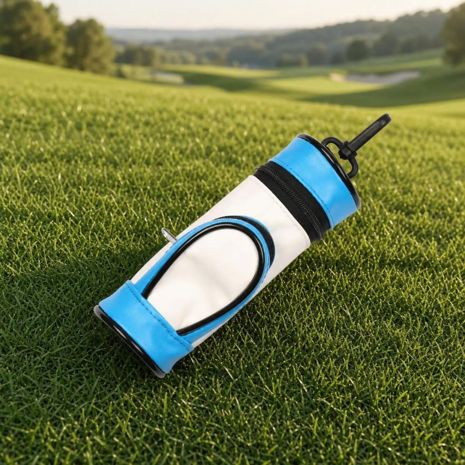 Golf Ball Container with Clip for Belt Loop PU Leather Pouch for Golf Cart Holder for Golf Balls Accessories Lightweight Gear