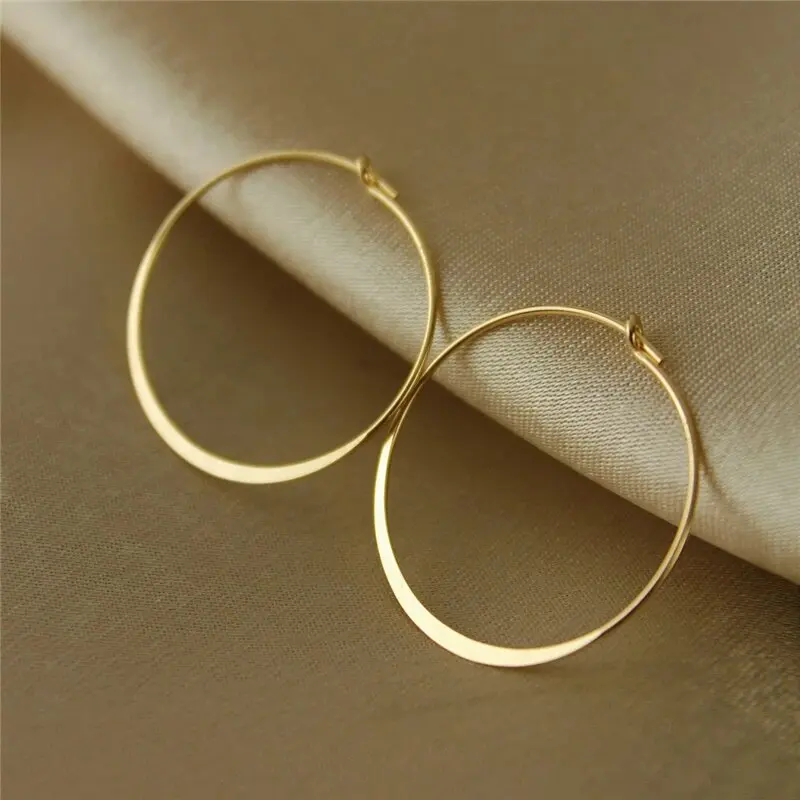 14K Gold Filled Flachdraht-Creolen Goldschmuck Gold-Creolen Brincos Pendientes Oorbellen Boho Damen-Ohrringe – Detail 13