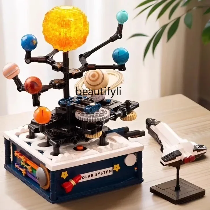 Electric rotating solar system puzzle science and education 6 building block 7 children's assembled toys 8-10 years old boy