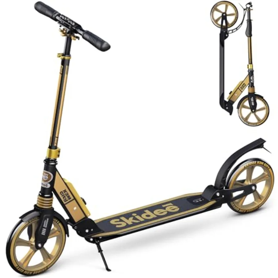 

Adult Teen Scooter Adjustable Height Folding Large Wheels Lightweight Durable Anti-Shock Suspension Up to 220 lbs