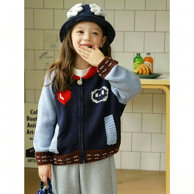 Girls' coat, new autumn collection, light autumn style sweater, baby cardigan top
