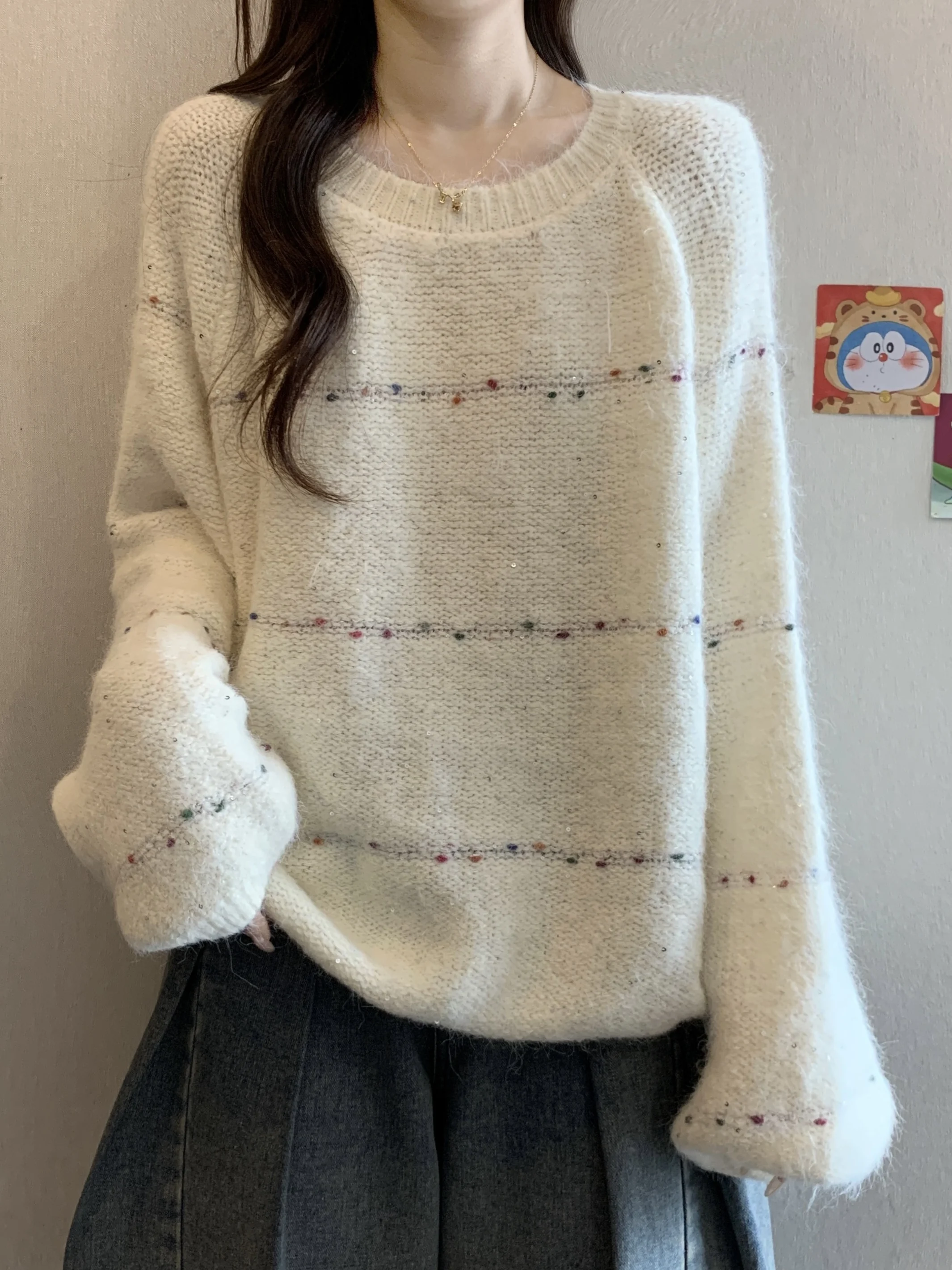 

plus Size Women's Long Sve Knitted Sweater round Ne Soft Cozy Loose Casual Sle Autumn Faionable Comfortable...