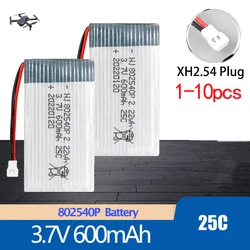 3.7V 600mAh Drone Battery XH2.54 Plug RC Quadcopter Helicopter Battery 802540P Rechargeable Battery For SYMA X5C X5C-1 X5 X5SW