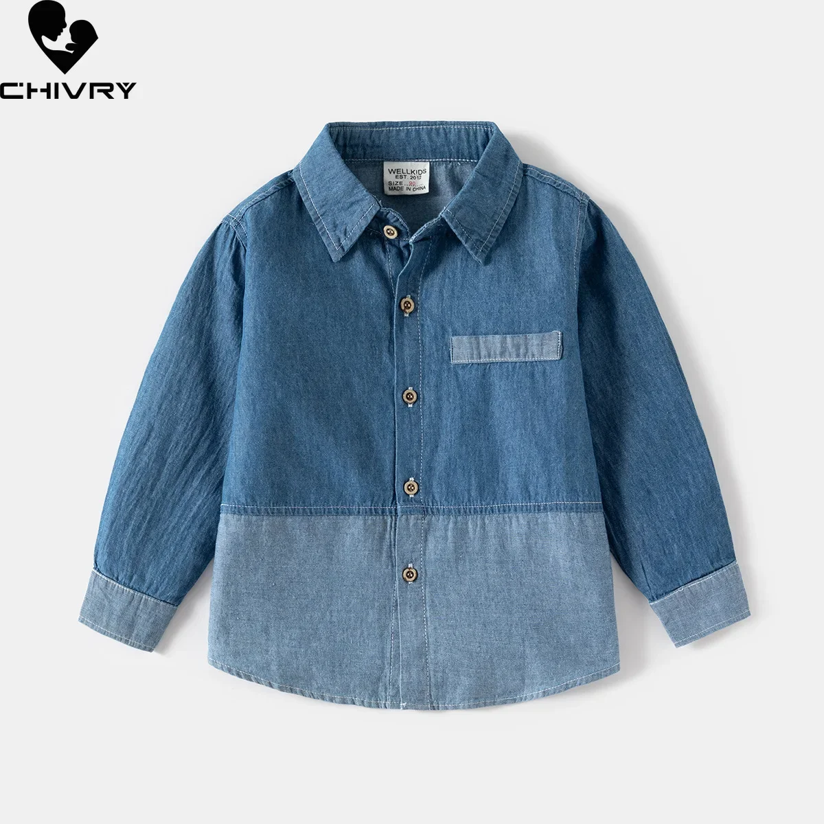 

New 2024 Autumn Children's Fashion Denim Shirt Jacket Boys Cotton Long Sleeve Lapel Cardigan Shirts Kids Casual Clothing