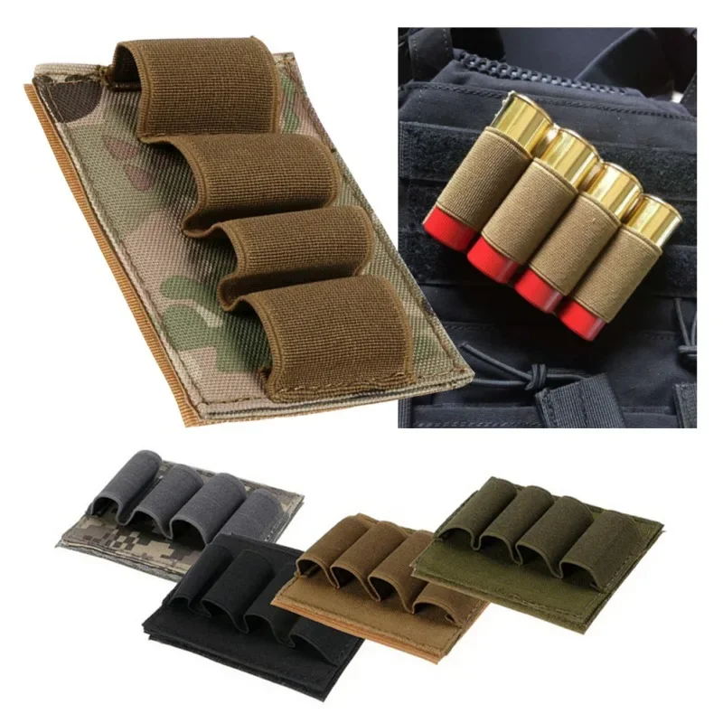 2/4 Round Rifle Stock Shell Holder Buttstock Ammo Pouch Shotgun 12GA Toy Gun Bullet Magazine Carrier Adhesive Patch Organizer