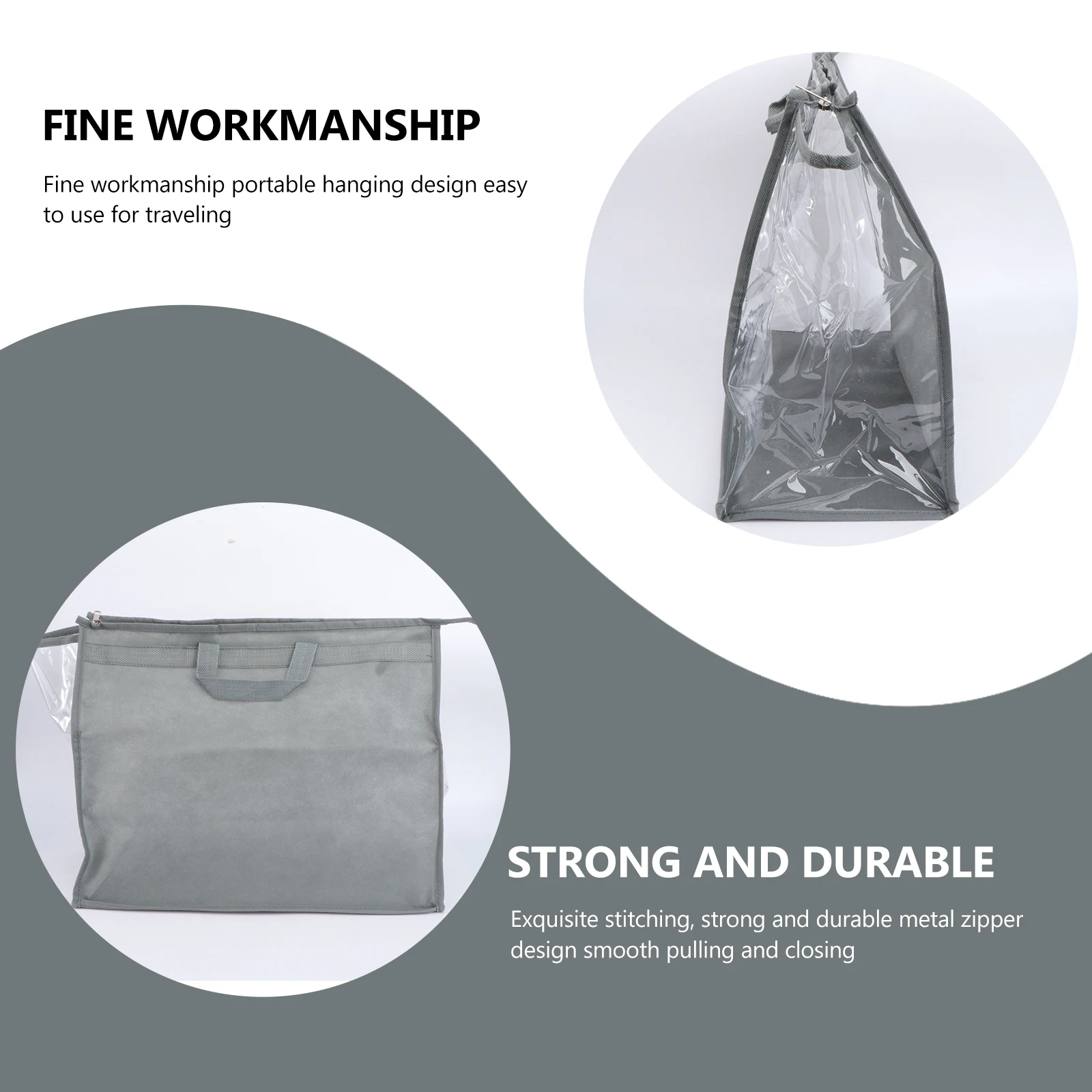 

Pouches for Purse Bag Storage Hanging Transparent Space Saver Wardrobe Clothes Grey Clear Bags with Zipper